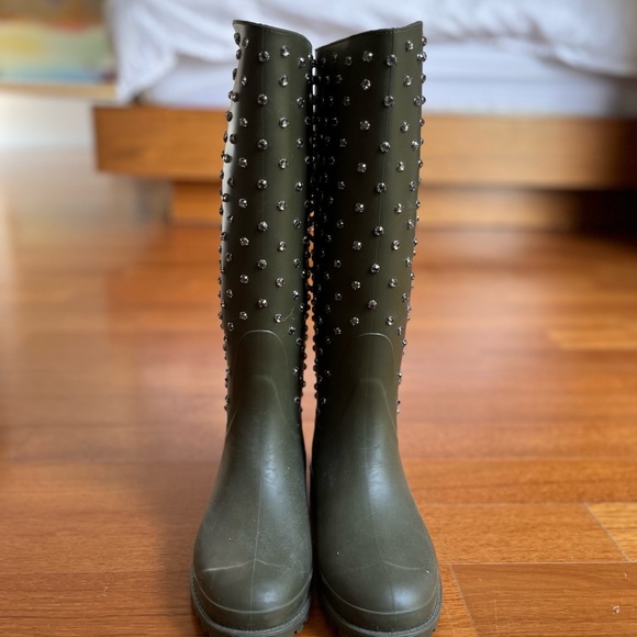 Saint Laurent Shoes - Saint Laurent Rubber Crystal Rain Boots